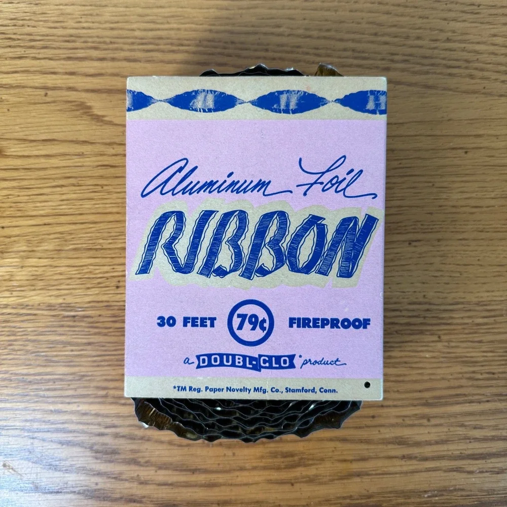 Vintage Aluminum Foil Ribbon Gold 30 Feet Fireproof Holiday Decor‎